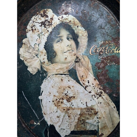 Vintage Coca Cola Tin Tray 1914 Betty Girl 1972 Reproduction 16x12x1 Used - Picture 2 of 3